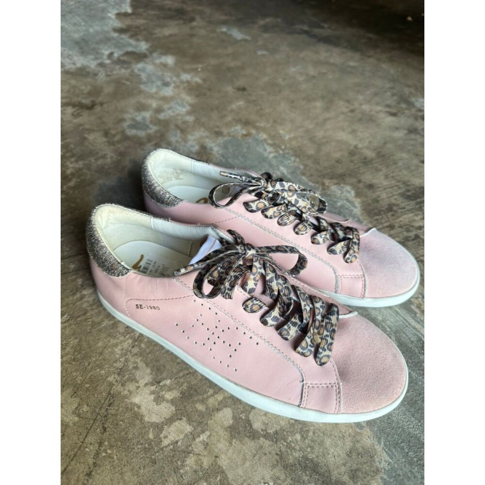 Sam Edelman Girls Sneakers 4 Big Kid Back to School Pink Leopard Glitter Aubrie